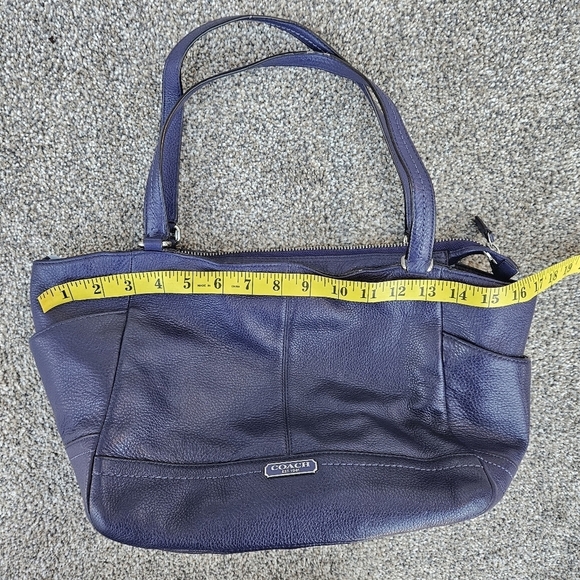 Coach F23284 Large Park Carrie Pebbled Leather Purple Bag Satchel Purse Tote - Picture 10 of 16